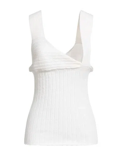 Malo Woman Top Cream Size 8 Linen, Polyamide, Polyurethane In White