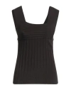 Malo Woman Top Dark Brown Size 4 Linen, Polyamide, Polyurethane