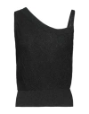 Malo Woman Top Charcoal Size 8 Linen, Cotton, Polyamide In Grey