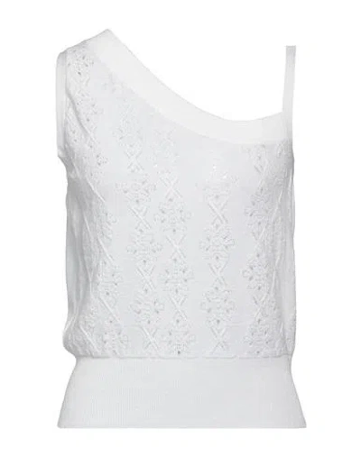 Malo Woman Top White Size 4 Linen, Cotton, Polyamide In White