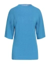 Malo Woman Turtleneck Azure Size 12 Cotton In Blue