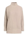 Malo Woman Turtleneck Beige Size Xs Cashmere