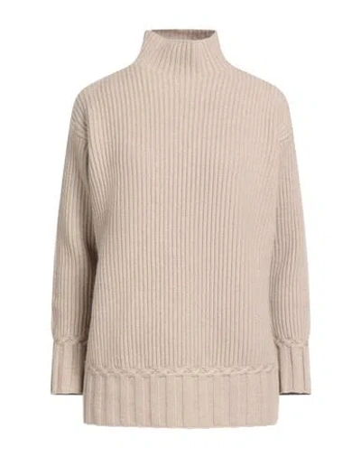 Malo Woman Turtleneck Beige Size Xs Cashmere