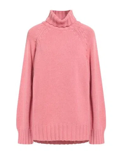 Malo Woman Turtleneck Salmon Pink Size M Cashmere