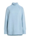 Malo Woman Turtleneck Sky Blue Size M Cashmere