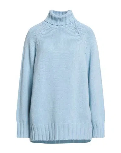 Malo Woman Turtleneck Sky Blue Size M Cashmere