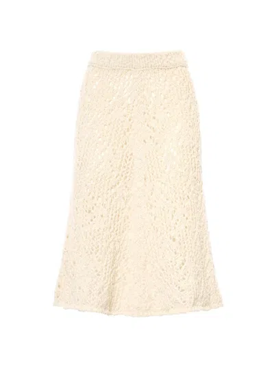Malo Slub Cotton Skirt In Neutral