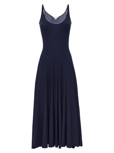 Malo Women's Rib-knit Cotton Mako Midi-dress In Blue