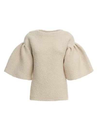 Malo Women's Wool-cashmere Knit Puff-sleeve Top In Multi