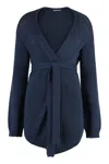 Malo Wool And Cashmere Cardigan In Blue