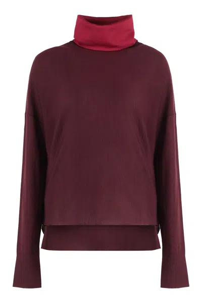 Malo Wool Blend Pullover In Burgundy