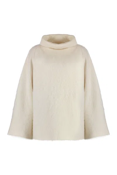 Malo Wool Blend Turtleneck Sweater In Ivory
