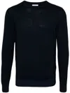 Malo Wool Crewneck Sweater With Ribbed Cuffs In Black
