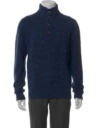 Pre-owned Malo Wool Turtleneck Polo Sweater In Blue