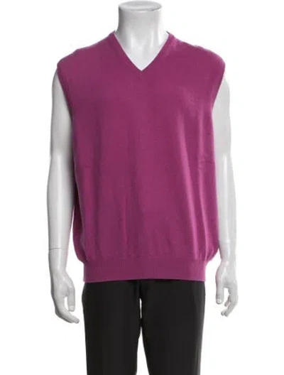 Pre-owned Malo Wool V-neck Sweater Vest In Pink/purple