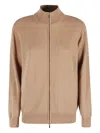 Malo Zip High-neck Cardigan In Neutral