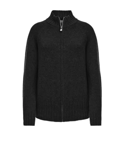 Malo Zip Raglan Bomber In Luxury Cashmere In Black