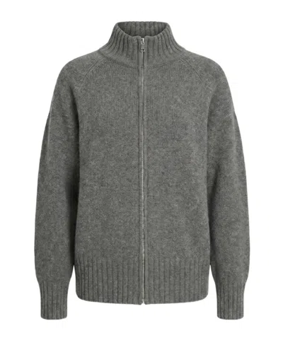 Malo Zip Raglan Bomber In Luxury Cashmere In Gray