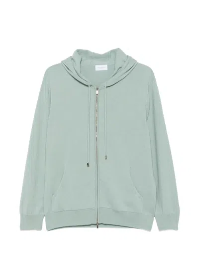Malo Zip-up Knitted Hoodie In Green