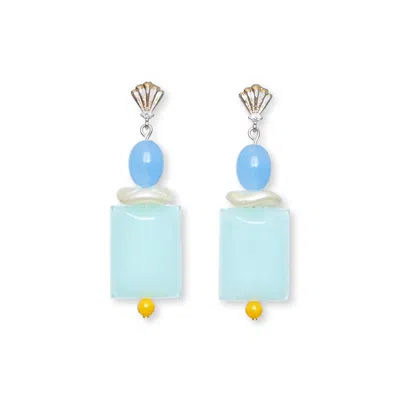 Malolo Jewelry Women's Blue / White Minigami Earrings Cefalu In Multi