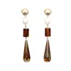 Malolo Jewelry Women's Brown / Gold / White Ocean Dream Earrings Brown In Burgundy