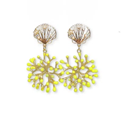 Malolo Jewelry Women's Gold / Yellow Fire Coral Earrings