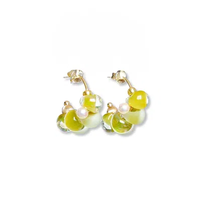 Malolo Jewelry Women's Green / Gold Sea Foam Earrings Mini Olive In Multi