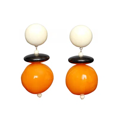 Malolo Jewelry Women's Orange / Black / White Kaki Earrings