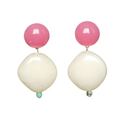 Malolo Jewelry Women's Pink / White Geisha Earrings