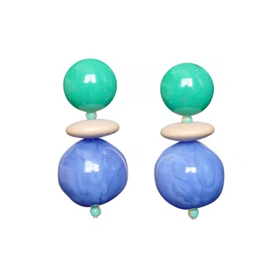 Malolo Jewelry Women's Purple / Green / Neutrals Midori Earrings In Blue