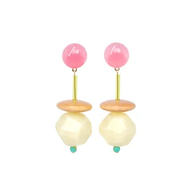 Malolo Jewelry Women's White / Pink Origami Earrings In Multi