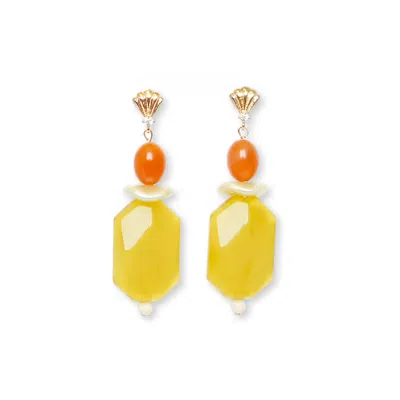 Malolo Jewelry Women's Yellow / Orange / White Minigami Earrings Lemon