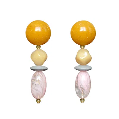 Malolo Jewelry Women's Yellow / Pink / Grey Shibuya Earrings Pink