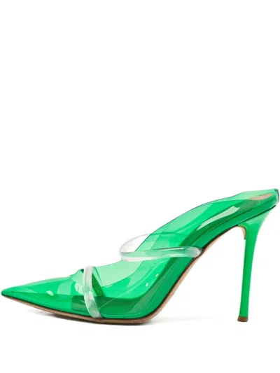Pre-owned Malone Souliers 100mm Maureen Heeled Mules In Green