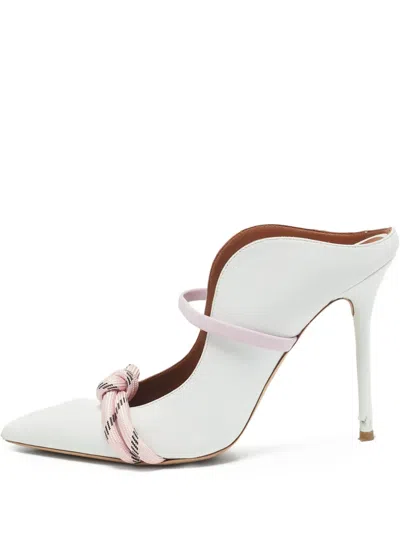 Pre-owned Malone Souliers 100mm Maureen Leather Mules In White