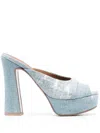 Malone Souliers Yasmin 125mm Denim Platform Mules In Blue