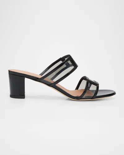 Malone Souliers 45mm Loulou Patent Leather And Pvc Mule Sandals In Black
