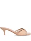 Malone Souliers Raffia Leather Crisscross Slide Sandals In Neutrals