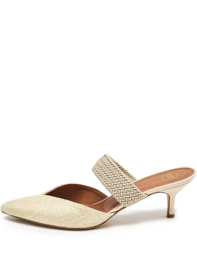 Pre-owned Malone Souliers 60mm Maisie Heeled Mules In Neutral