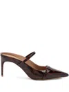 Malone Souliers Aurora 70 Leopard-print Patent Leather Mules In Brown