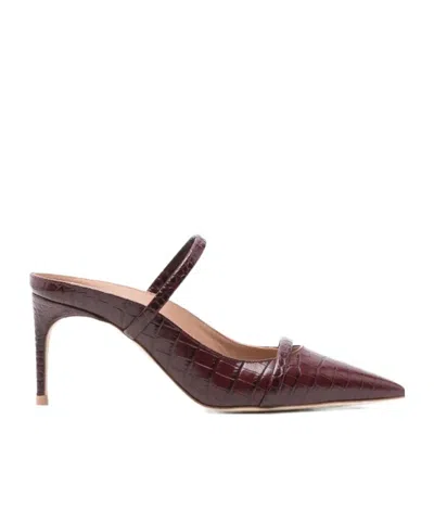 Malone Souliers 70mm Crocodile-embroidered Leather Mules In Brown