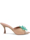 Malone Souliers Cyd 70 Flower Embellished Raffia Sandals In Gold