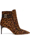 Malone Souliers Giordana Leopard Calf Hair Buckle Booties In Multi