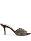 Malone Souliers Grazia 70 Embellished Satin Mules In Black