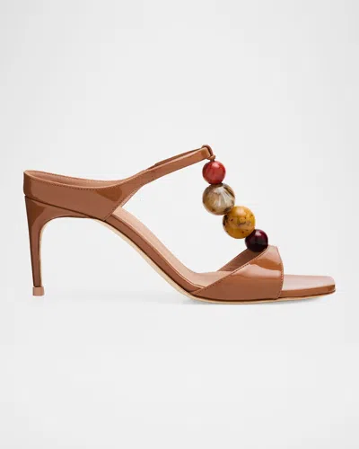 Malone Souliers 70mm Lena Resin Patent Leather Mules In Brown