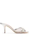 Malone Souliers Perla 70 Metallic Mules In Leather In Silver
