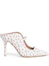 Malone Souliers Maureen 85 Floral Canvas Mules In White