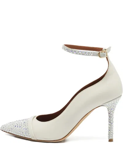 Pre-owned Malone Souliers 90mm Crystal-embellished Pumps In White