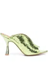 Malone Souliers Henri Mirrored 90mm Leather Mules In Grün