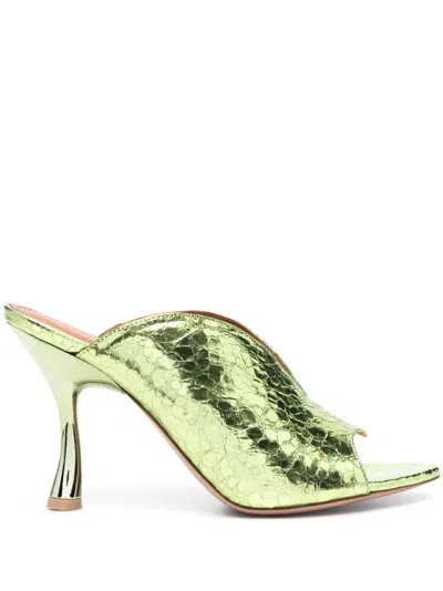 Malone Souliers Henri Mirrored 90mm Leather Mules In Grün